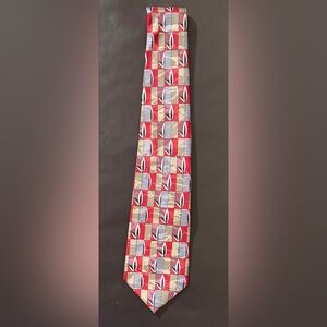 Marco Polo Men’s Geometric Red and Gray Tie